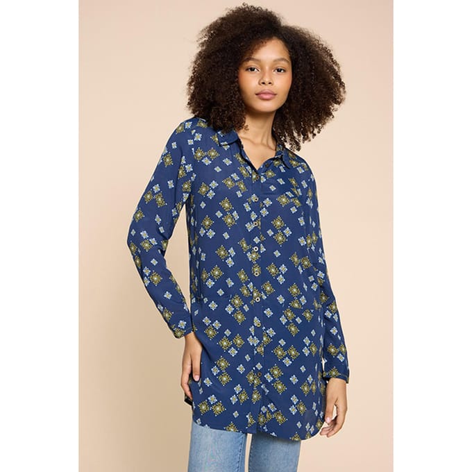 White Stuff Danika Tunic Navy Maat: 6 REGULAR | Blouses Outlet | Dames | Blauw