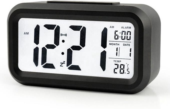 New Age Devi - LED - Alarm Wekker - Temperatuur - Datum - Zwart