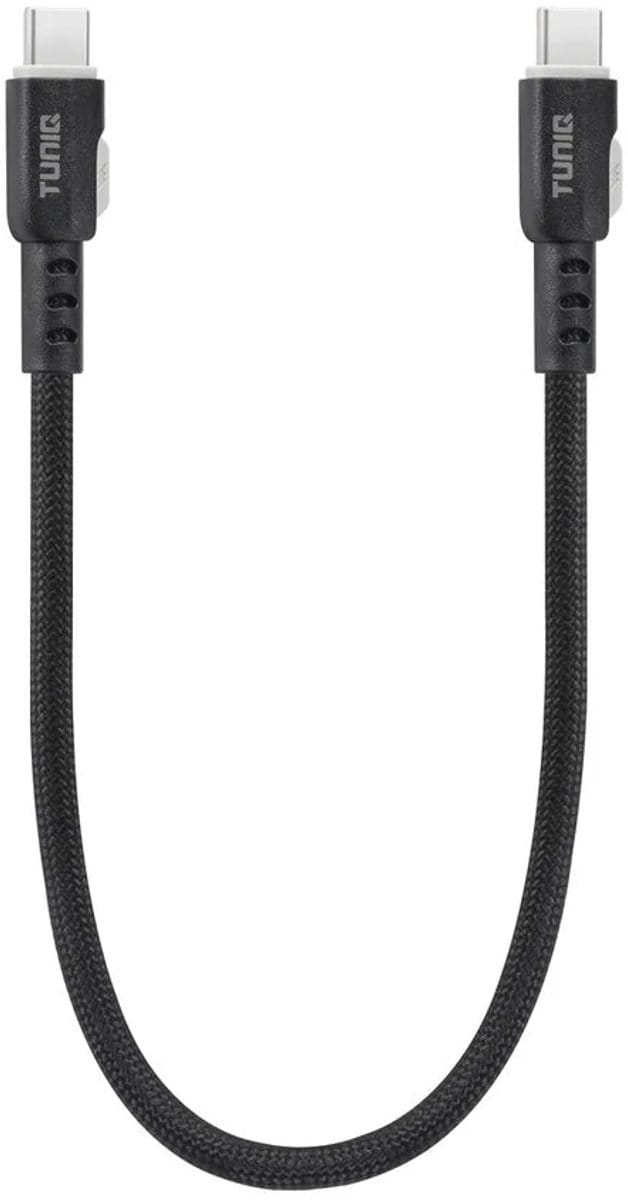 TUNIQ USB C naar USB C Kabel 30cm - Snelladen - Gevlochten - Zwart