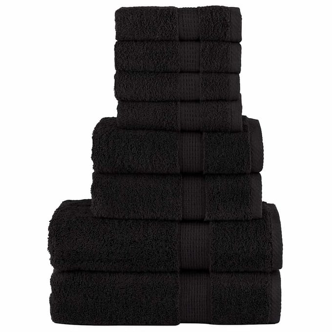 vidaXL - 8-delige - Handdoekenset - SOLUND - 600 - g/m² - zwart