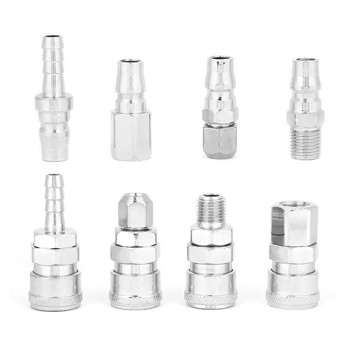 8 Stuks 1/4 Pneumatische Snelkoppelingen Ontgrendelingsplug Socket Connector Set voor Luchtcompressor Slang