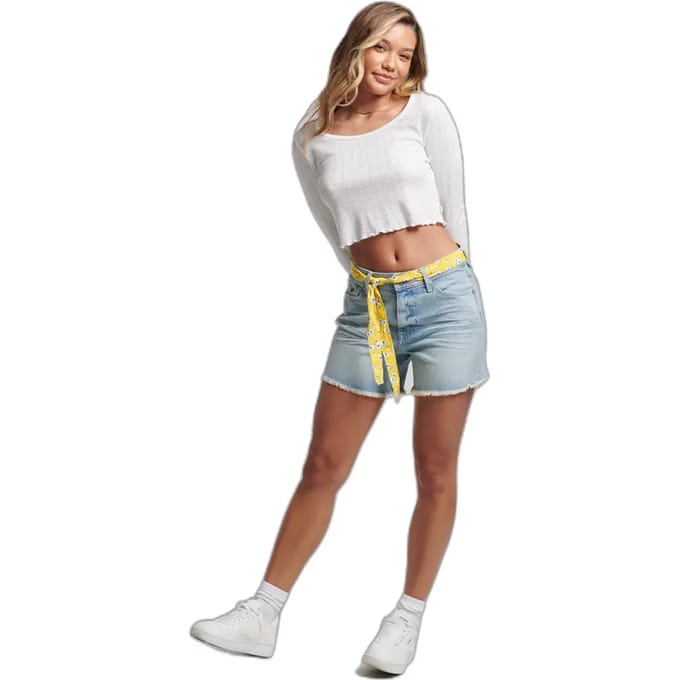 Superdry Vintage Mid Rise Slim Korte Broek Grijs 24 Vrouw