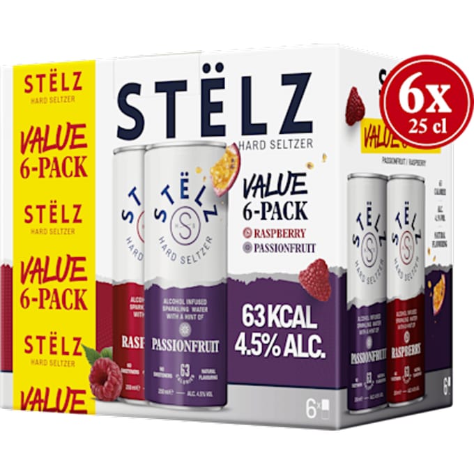 STËLZ Stelz Framboos Passievrucht Hard Seltzer - 6 x 250 ml