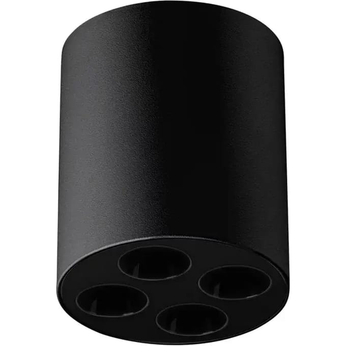 Plafondlamp ZOE compacte cilinderspot met geïntegreerde LED - Sollux Lighting - IP20 - Zwart aluminium behuizing - 7.2 x 7.2 x 8.3 cm - 4 x LED LED, inclusief lichtbron - 4 x 9 W - Minimalistische plafondlamp voor woonkamer, slaapkamer en eetkamer