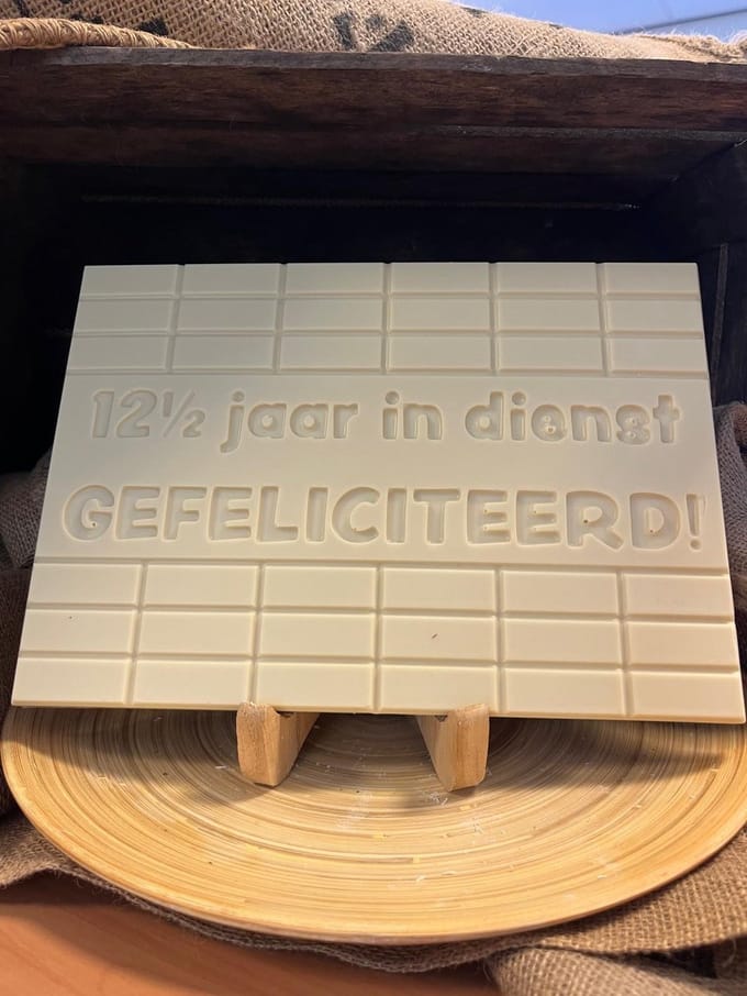 Callebaut chocolade gefeliciteerd - 12,5 jaar in dienst - wit - 1 kilogram