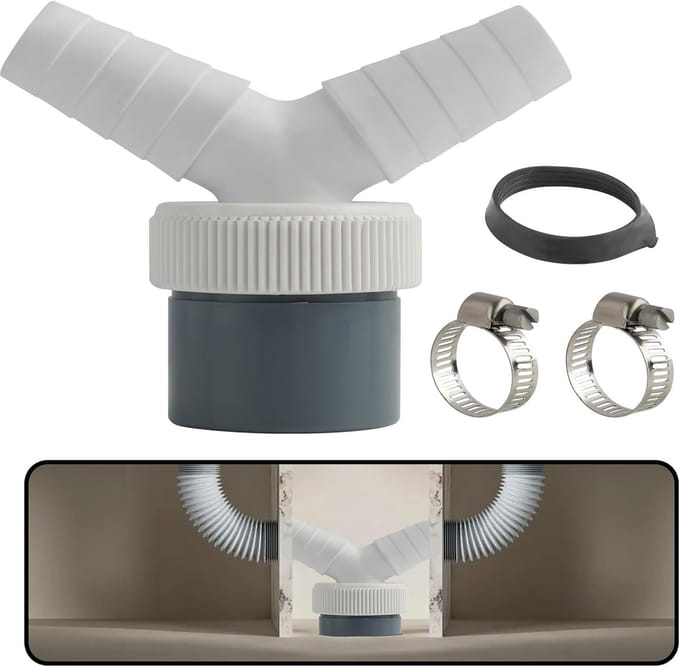 Afvoer Adapter - Dubbele Aansluiting - Dubbele Afvoer - Inclusief Slangklemmen - Ø 40mm Uitgang