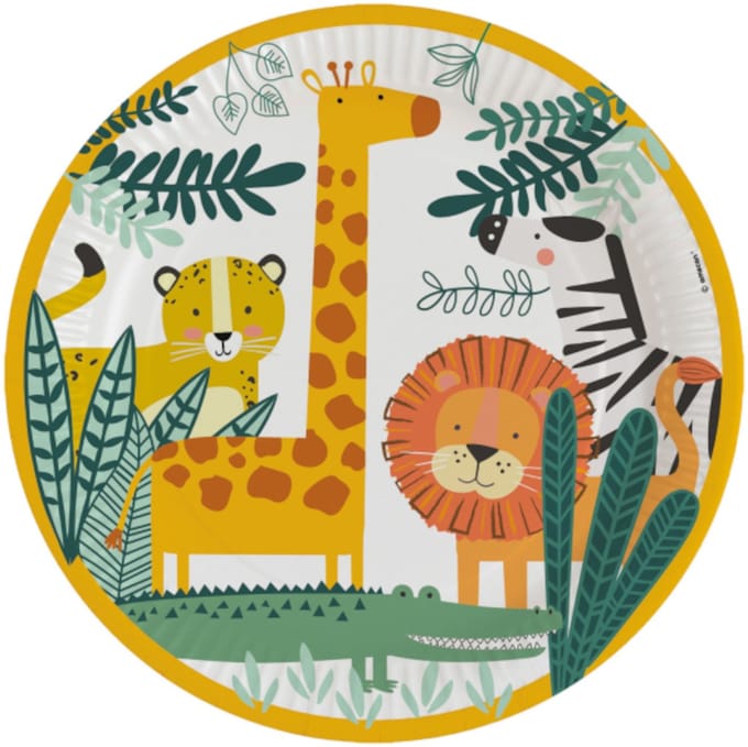 RIETHMULLER - 8 kartonnen borden Get Wild Safari 23 cm, jungle dieren