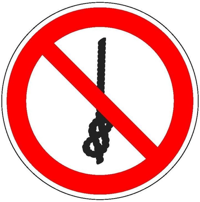 Verboden knopen te maken sticker - ISO 7010 - P030 400 mm