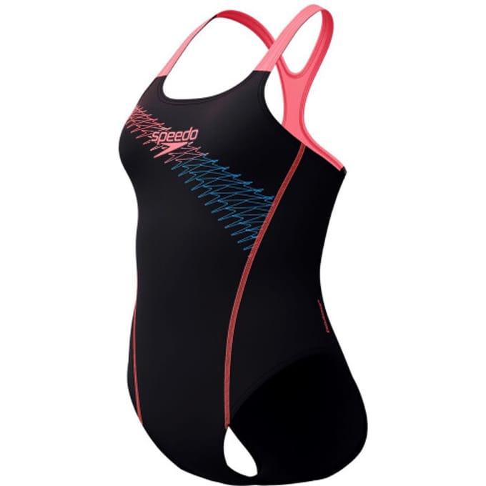 Speedo eco medley logo medalist 1p bla/ora wedstrijd badpak dames -
