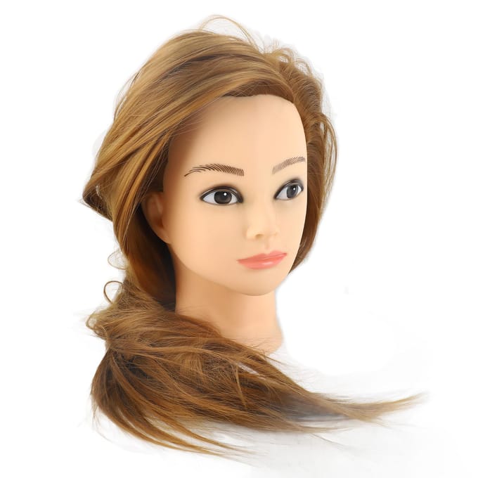 Mannequinhoofd Oefenmannequin Cosmetologie Pop Kapseltraininghoofd met Haar beige