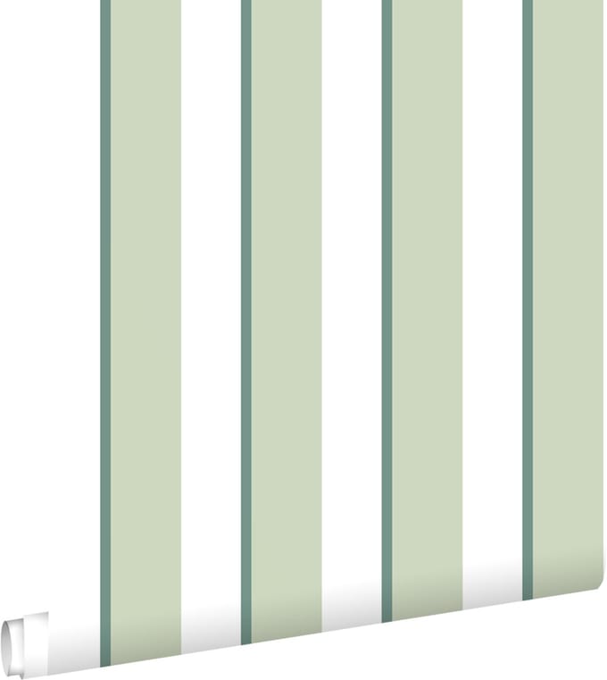 ESTAhome behang strepen groen en wit - 50 x 900 cm - 131905