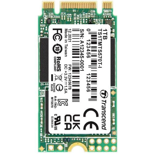 Transcend 1 TB SATA M.2 SSD 2242 harde schijf SATA 6 Gb/s, M.2 TS1TMTS570TI-VS1