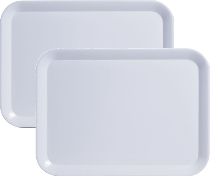 Zeller dienblad rechthoek - 2x stuks - wit - melamine - 44 x 32 cm - Serveerblad