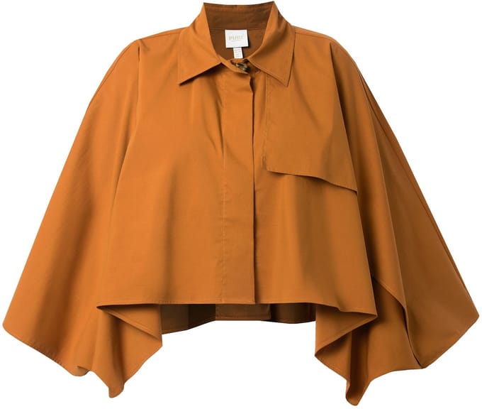 Ulla Popken - Dames - Jasje korte wijde trenchlook overhemdkraag kapmouwen - Mango - Maat 3+