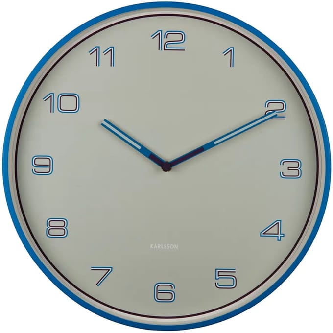 Karlsson Wandklok Lined Numbers - Blauw - Ø40cm - Wandklok Scandinavisch
