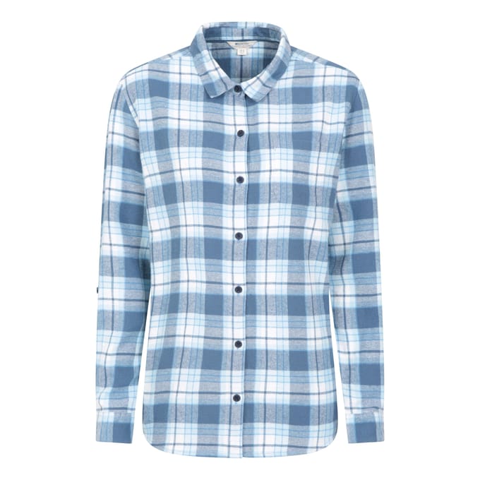 Mountain Warehouse Dames/Dames Balsem Geborsteld Flanellen Longline Shirt (Blauw)