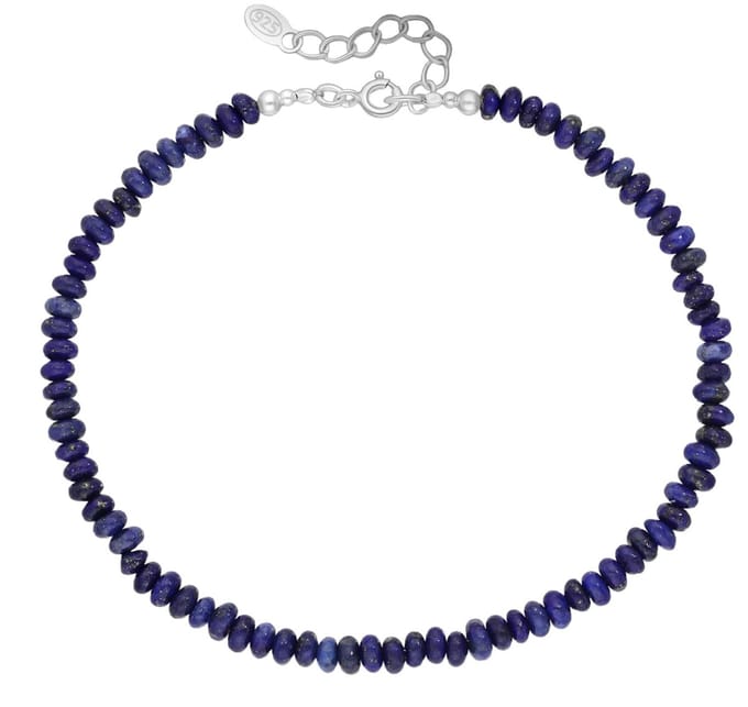 La Rosa Princesa Enkelbandje Zilver - Lapis Lazuli Blauwe edelstenen