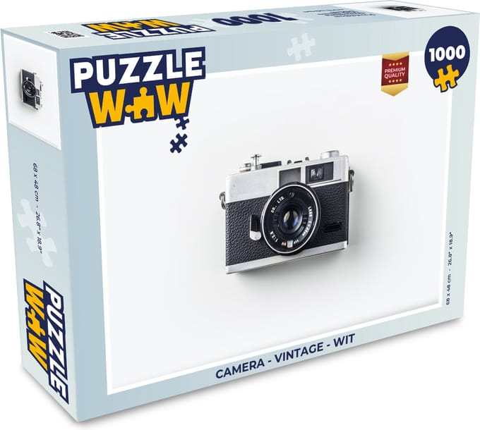 Puzzel Camera - Vintage - Wit - Legpuzzel - Puzzel 1000 stukjes volwassenen