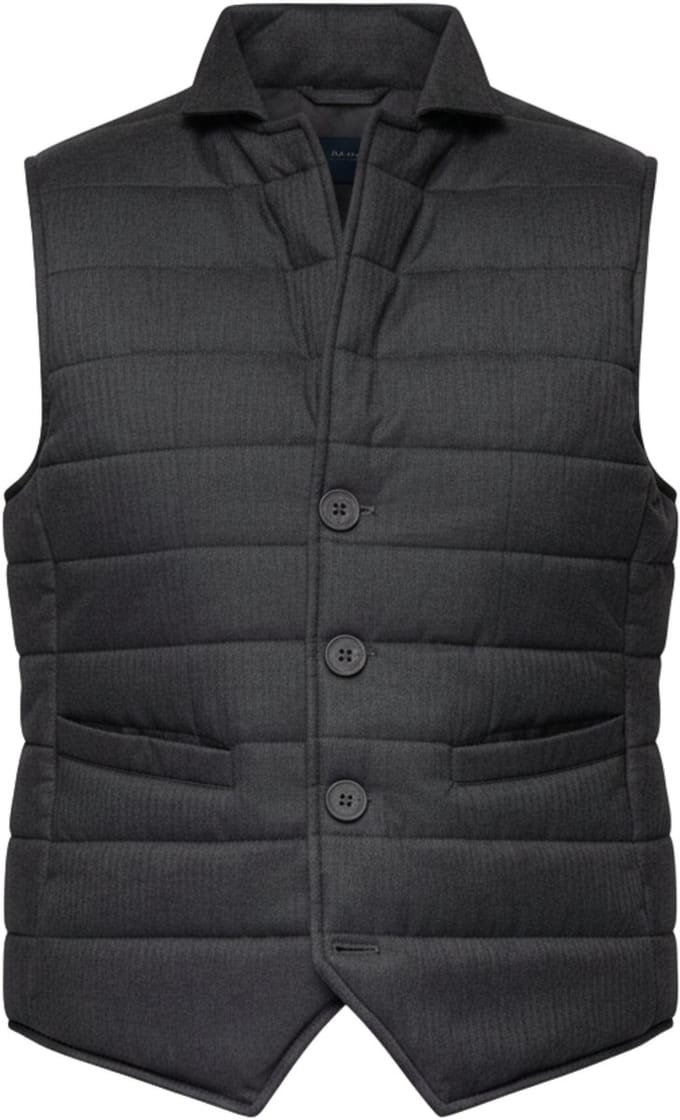 OMBRE Gilet - Regular Fit - Knopen - Effen Donkergrijs gemêleerd S/M