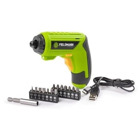 Draadloze schroevendraaier - FIELDMANN - 3,6 V - Batterij 1500 mAh - 15 accessoires - Groen