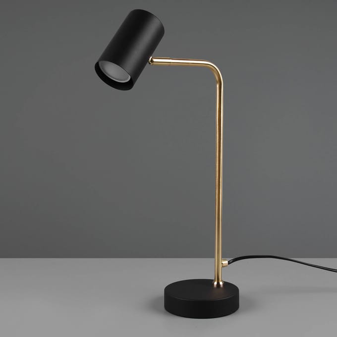 Trio Lighting Marley tafellamp, zwart/messing, hoogte 45 cm, metaal