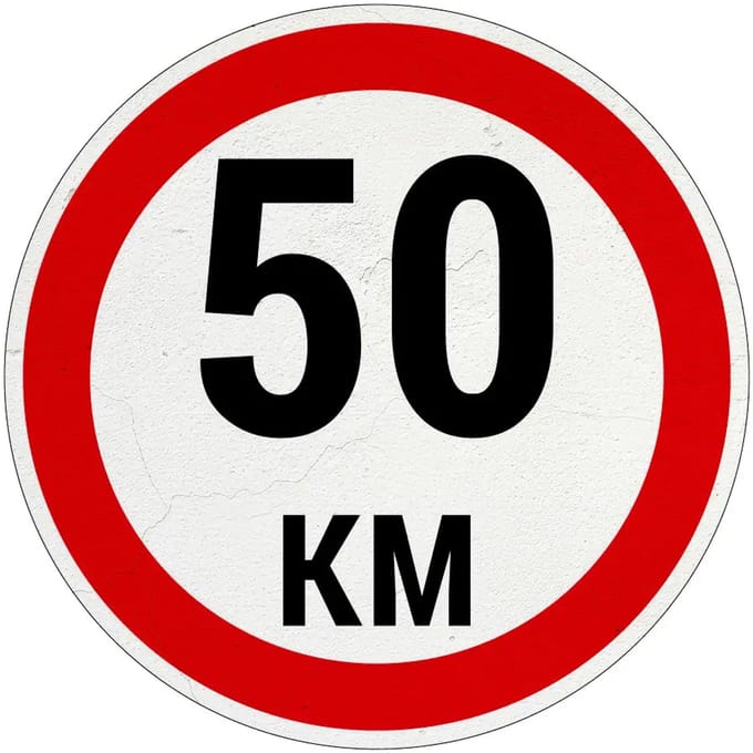 50 km bord | Sign Again materiaal | 30 cm