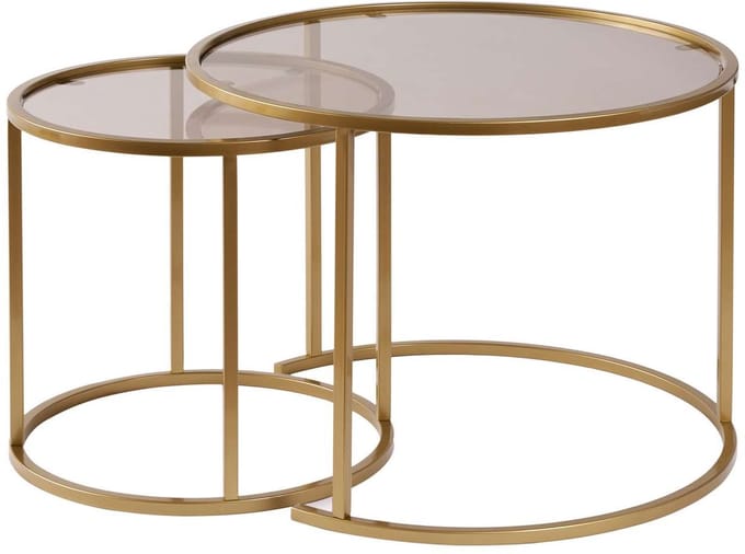 Asir - Salontafelset - Goud, brons - 100% gehard glas - 60 x 60 x 43 cm