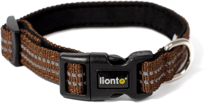 lionto Kattenhalsband, gevoerd, reflecterend & verstelbaar, bruin