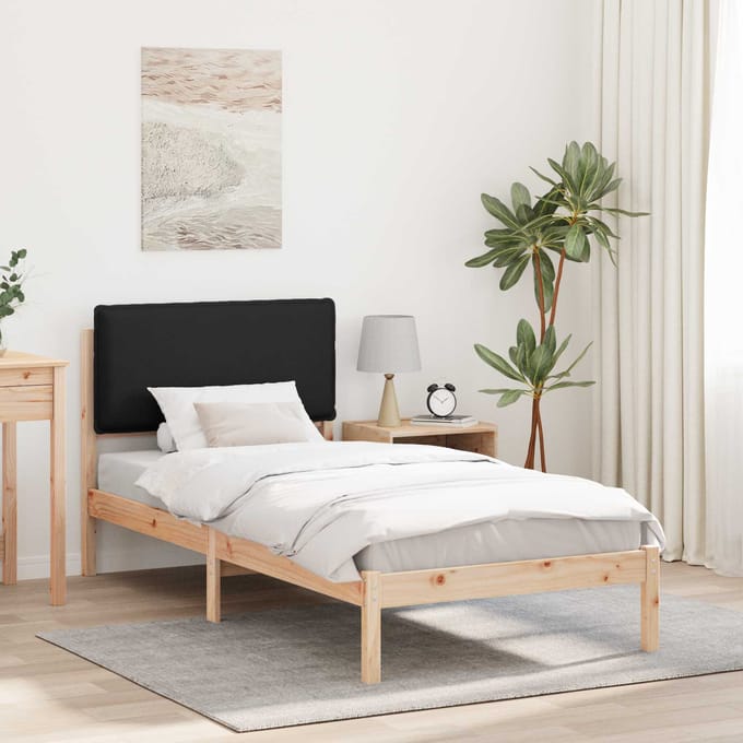vidaXL - Bedframe - met - Gevoerde - Hoofdbord - Zwart - 80 - x - 200 - cm