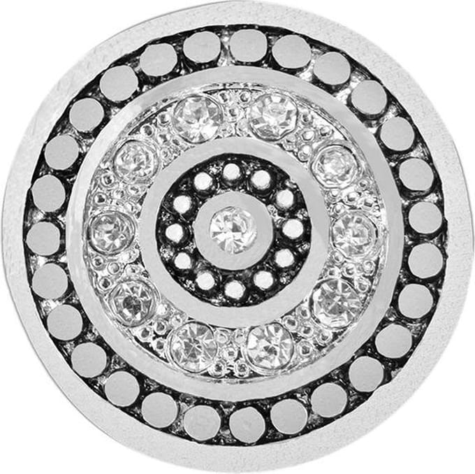 Quiges - Dames Click Button Drukknoop 18mm Zirconia Patroon - EBCM115