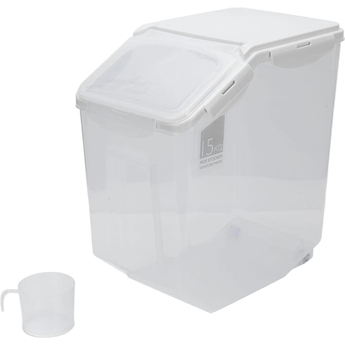 Rijstvat Voedselkwaliteit PP Graanopslagbak Verdikt Verzegelde Voedselcontainer Multifunctioneel Vochtbestendig white