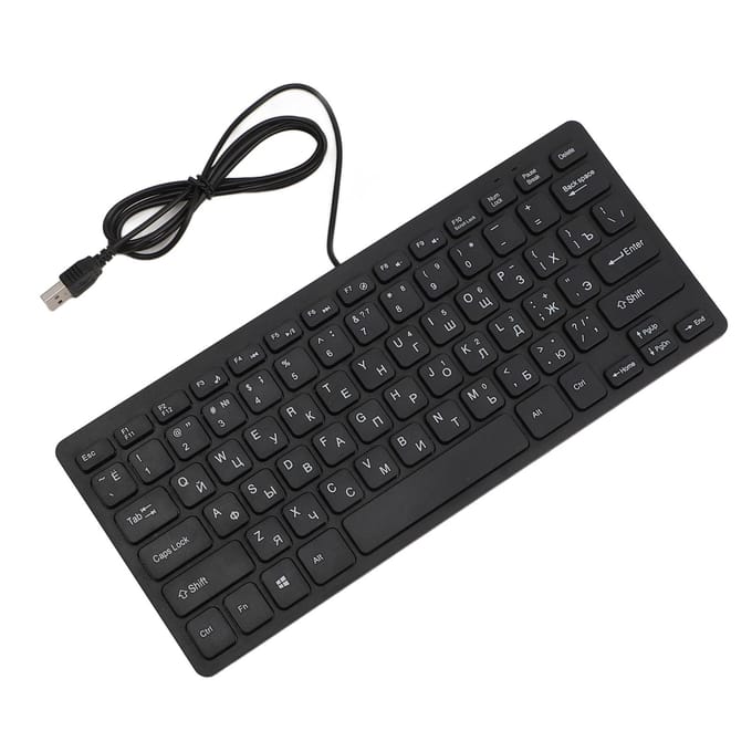 Clavier compact filaire USB ultra-fin à 78 touches avec bouton ergonomique pour ordinateur Arabic