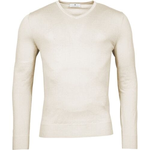 Thomas Maine Trui Fine Merino V-Neck Uni Single Knit Kitt / male
