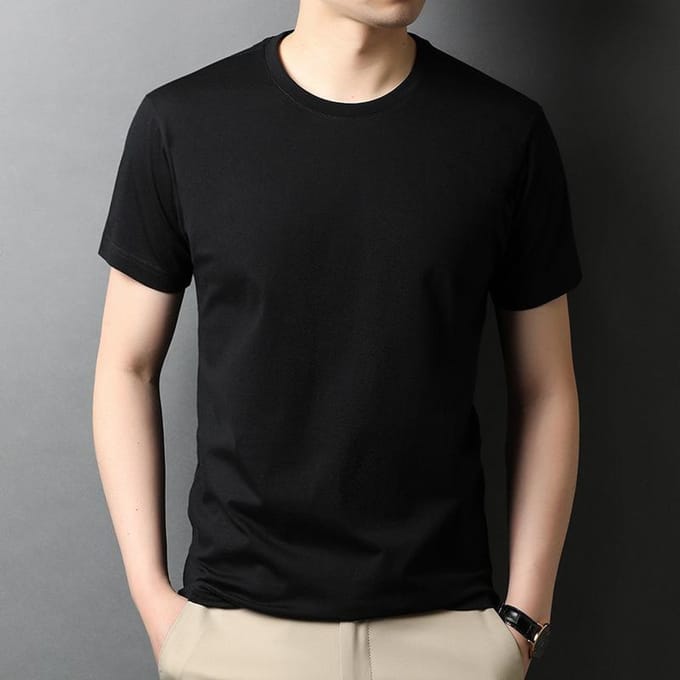 T-shirt d'été à manches courtes pour hommes, style coréen, ample, couleur unie, décontracté, fin, col rond 4XL black