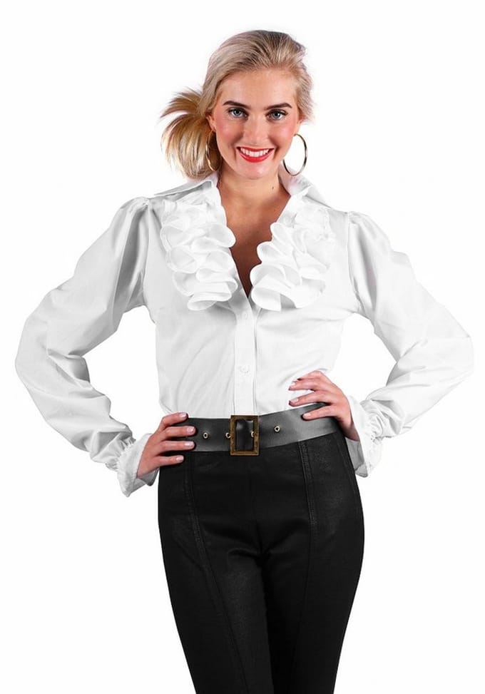 Ruches blouse met jabot wit