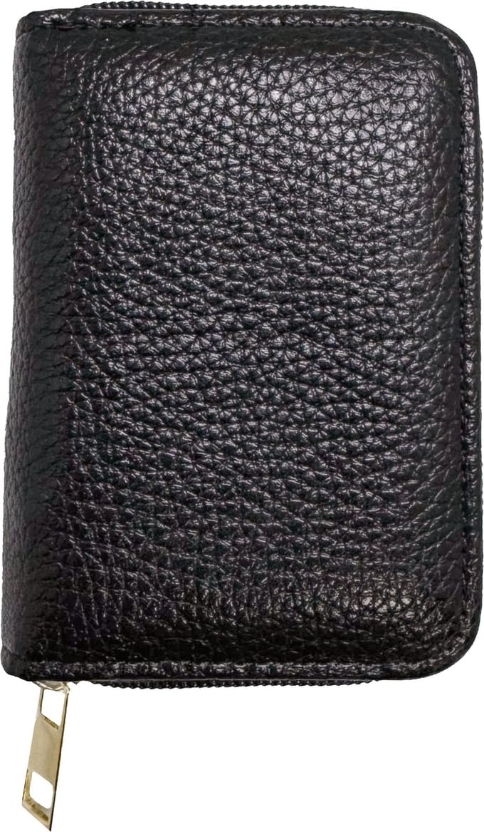 Dames Portemonnee met Rits Compact 11 x 8 cm Pasjeshouder Accordion Zwart 3BMT®