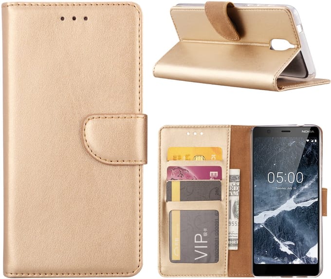 Nokia 3.1 (2018) Hoesje Goud met Standaardfunctie