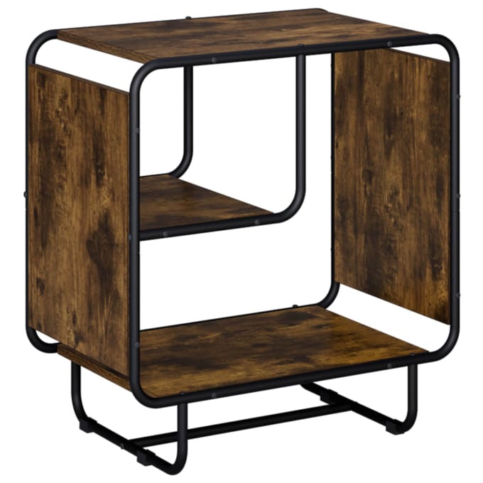 vidaXL - Dressoir - Gerookt - eiken - 60 - x - 37.5 - x - 64.5 - cm - Bewerkt - hout