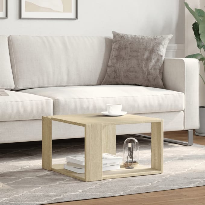 vidaXL - Salontafel - 51,5x51,5x30 - cm - bewerkt - hout - sonoma - eikenkleurig