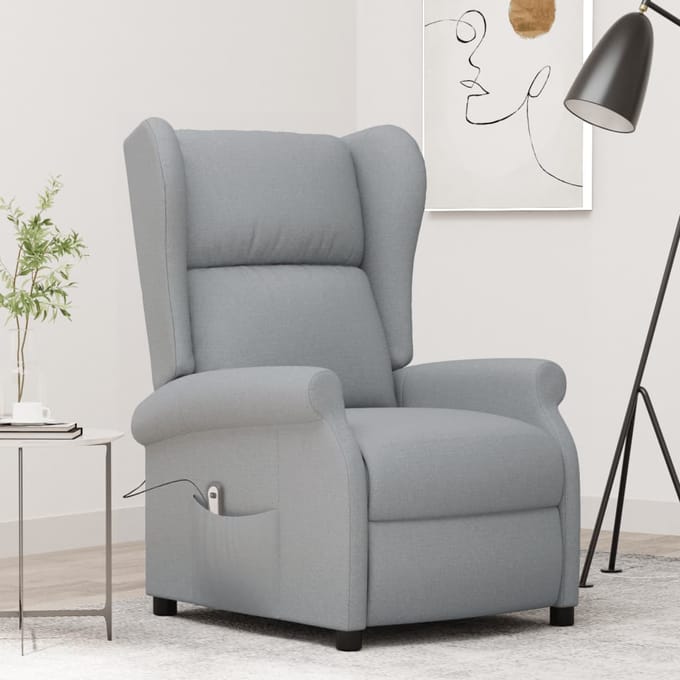 vidaXL - Fauteuil - elektrisch - verstelbaar - stof - lichtgrijs