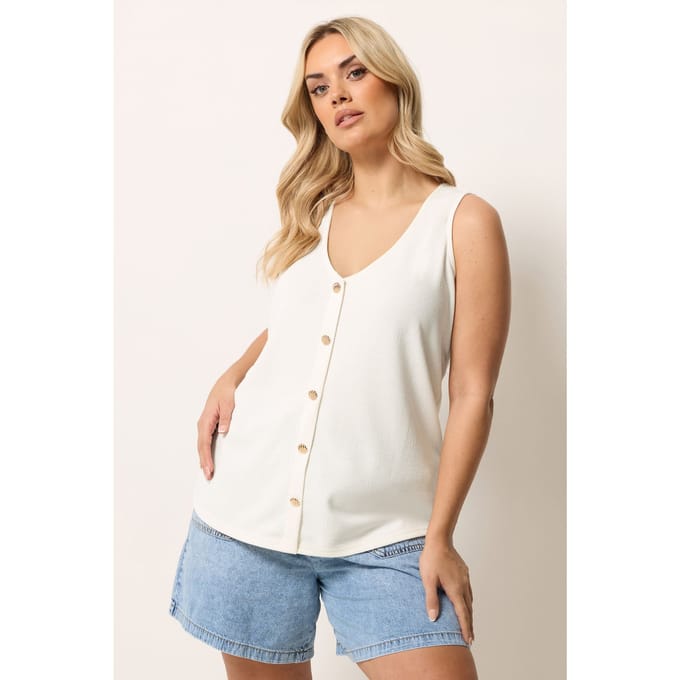 Yours Witte Tanktop Met Schelpdetail Size 42