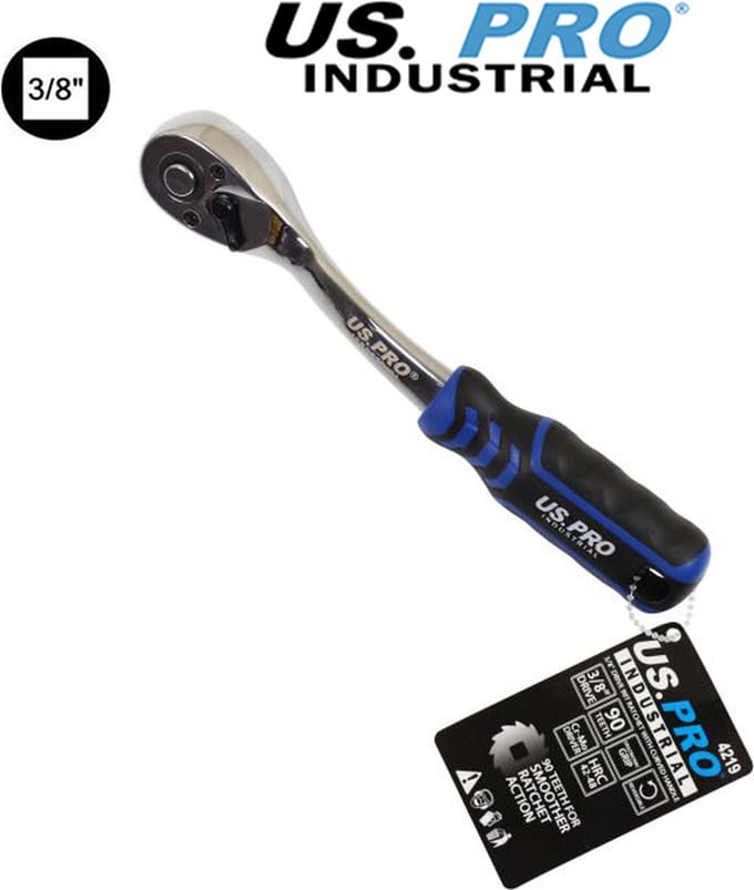 Professionele ratel 3/8" met 90 tands ratel mechanisme (200 mm lang)