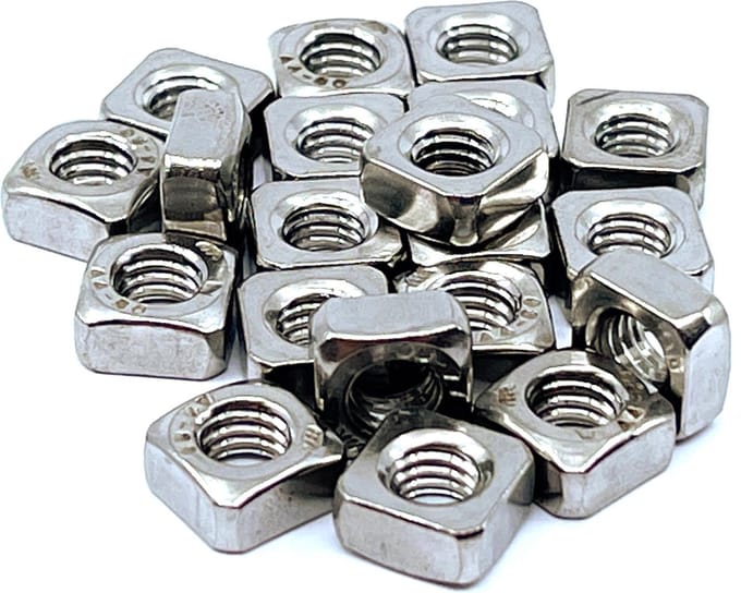 TQ4U vierkantmoer - RVS - M6 - 9.8 x 9.8 mm - hoogte 4.8 mm - 20 STUKS