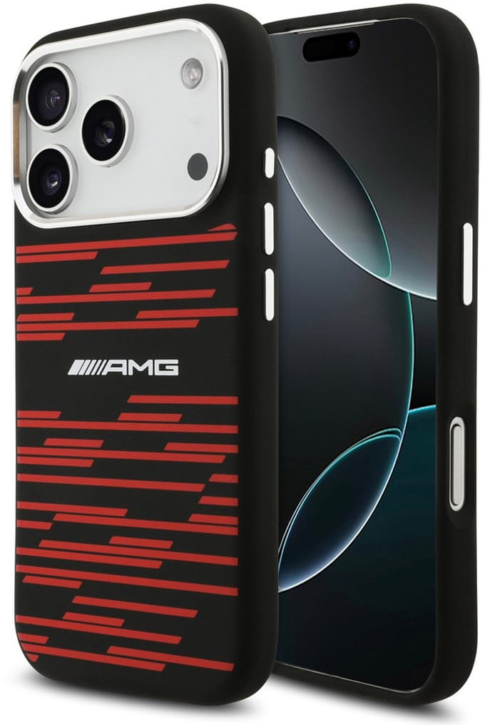 AMG Back Cover iPhone 17 Pro - Magsafe - Zwart met Rode Lijnen - Slank & Valbestendig