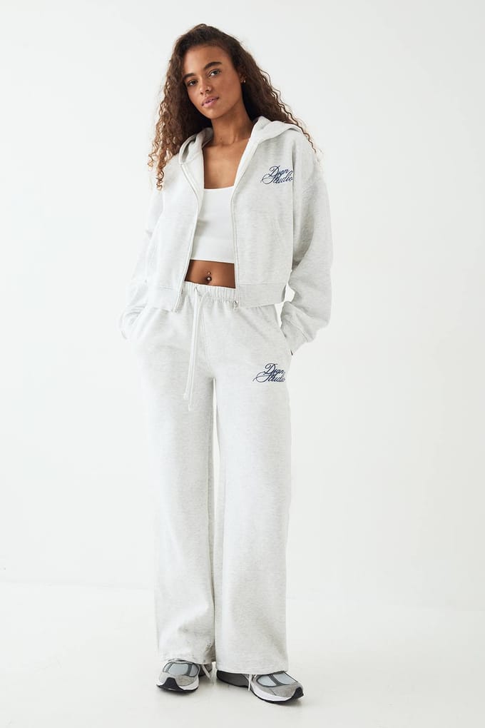 Dames DSGN Studio Contrast Script Straight Leg Jogger | Asgrijs | Maat: Medium
