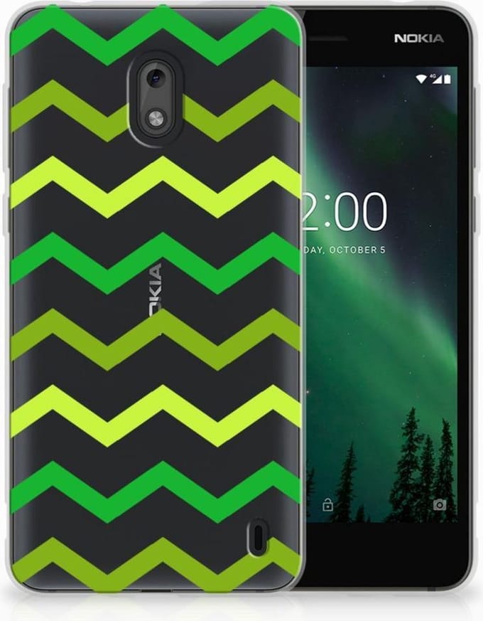 Nokia 2 TPU bumper Zigzag Groen