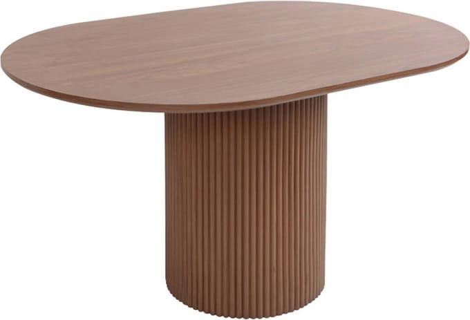 sweeek - Langwerpige salontafel, gesneden houteffect, 90cm, walnootkleur