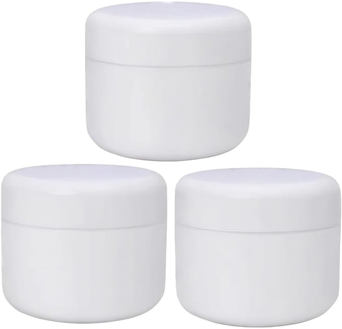 Cosensi- Cosmetic Jar 250ml/8oz - Set van 3 - Wit Plastic - Herbruikbaar - Compact - Gemakkelijk te openen/sluiten - Potje