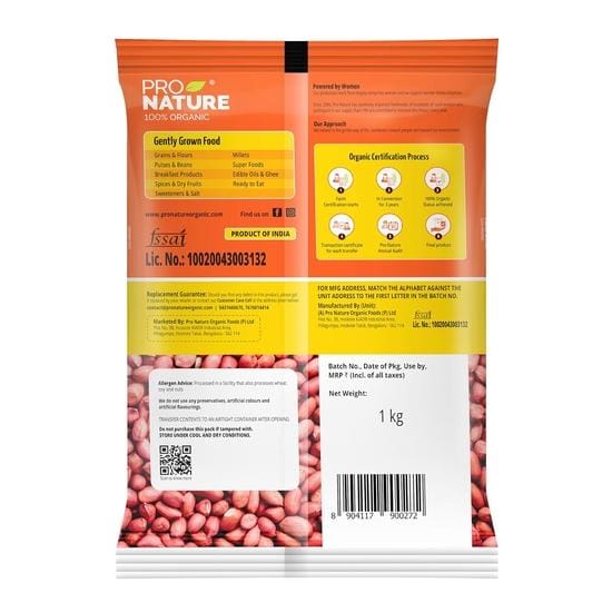 Pro Nature 100% Biologische Rauwe Pinda's, 1kg yellow