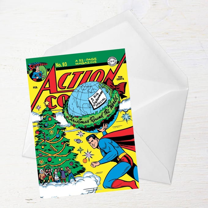Superman Christmas Tree Greetings Card - Large Card